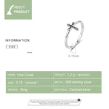 925 Sterling Silver Vine Cross Finger Rings for Girlfriend Vintage Rings Fashion Jewelry