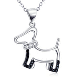 Cute Dog Shaped Pendant Necklace 925 Sterling Silver