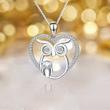 S925 Sterling Silver Creative Love Owl Mother And Child Pendant Necklace Female Jewelry Cross-Border Exclusive