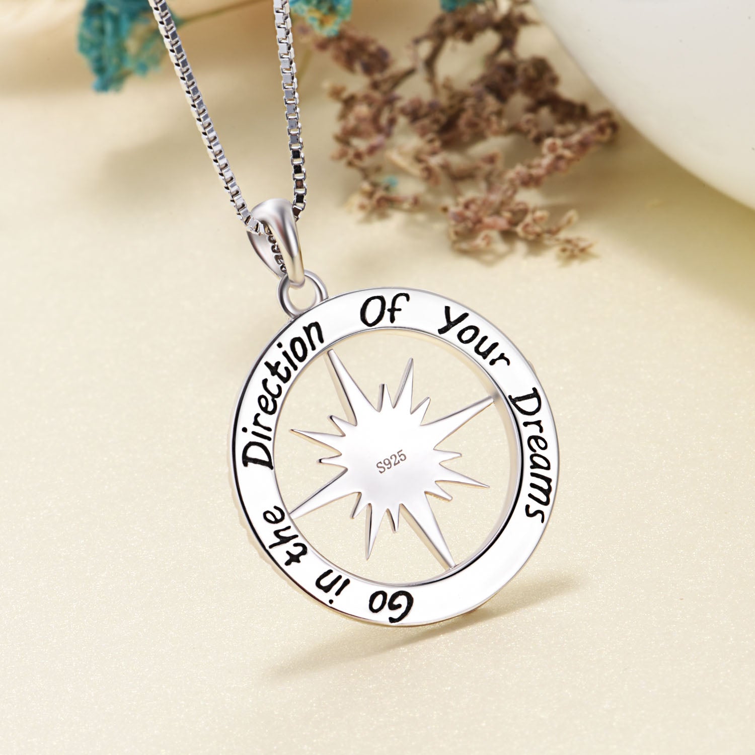 Compass Necklace East West South North Man Traveling Jewelry Necklace
