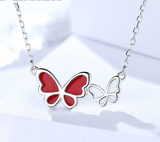 S925 sterling silver bow tassel necklace two-tone butterfly accessories Korean fashion