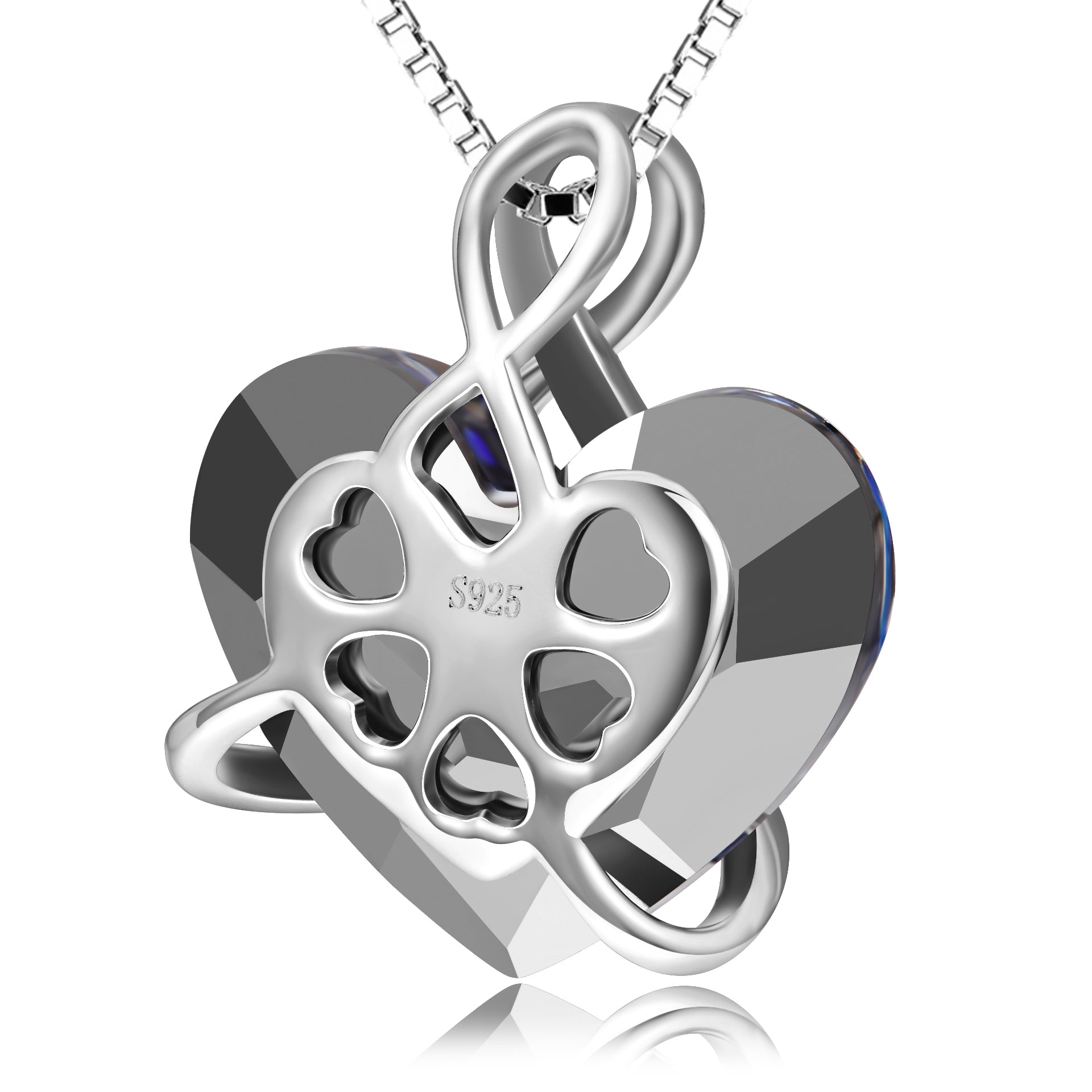 Blue Colors Heart Shape Love Necklace For Women 925 Sterling Silver Necklace