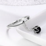 S925 sterling silver flower tear ring oxidized shell bead ring