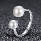 S925 Sterling Silver Love Ring Oxidized Freshwater Pearl Ring