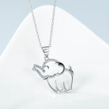 Cute Animal Elephant Necklace Factory 925 Sterling Silver Cubic Zirconia Jewelry Holiday Gift For Woman