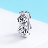 S925 Sterling Silver Oxidized Rose Wreath Silicone Charms