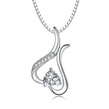 Advanced Rhodium Plated Heart Charm Necklace 925 Sterling Silver Necklace