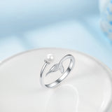 Fishtail Pearl Ring Animal Tail Jewelry Opening Rings Silver Design