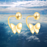18K Gold Butterfly Stud Earrings With Screw Backings