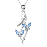Blue Butterfly Crystal Necklace Sweater Traveling Jewelry Necklace