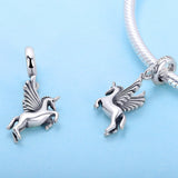 S925 Sterling Silver Oxidized Unicorn Memory Dangles Charms
