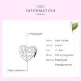 925 Sterling Silver Heart Puzzles Charm for DIY Bracelet Fashion Jewelry For Gift