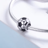 S925 sterling silver white gold plated Epoxy football Charms