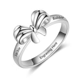 Personalized Engraved Name Promise Rings for Women Custom BFF Best Friend BowKnot Ring Gift for Girlfriend