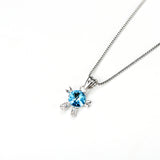 Crystal Tortoise Necklace Animal Jewelry Blue Color Gemstone 925 Sterling Silver