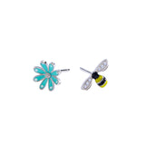 Korean version of S925 diamond flower fresh and small drop plastic bee earrings sunflower earrings