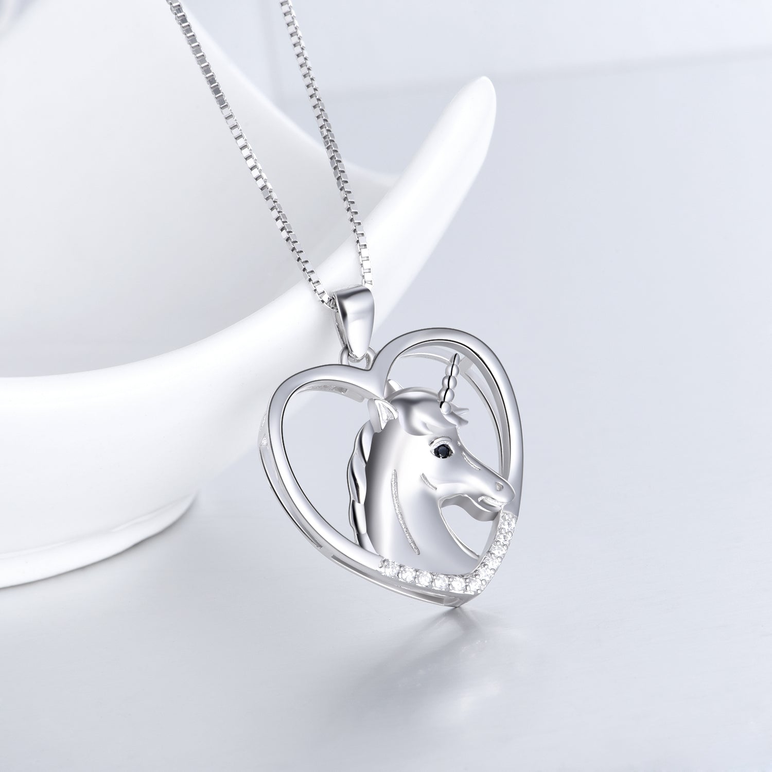 Heart Shaped Unicorn Necklace Unique Chain Necklace