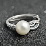 Fashion Handmade Geometric Pearl Ring Silver Jewelry Gift Girl