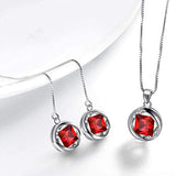 Birthstone Jewelry Women 925 Sterling Silver Free Customized Engravable Necklace Earrings Sets Girls Birth Stone Gift