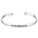 FAITH HOPE LOVE Engraved Bangle Silver Wholesale Design Bangle