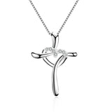 925 Sterling Silver Shinning Love Heart Cross Necklace Wholesale