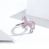S925 Sterling Silver Unicorn Ring White Gold Plated cubic zirconia ring