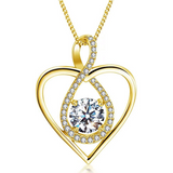 Heart Necklace-Gold Plated Infinity Necklace- Cubic Zirconia Heart Pendant Necklace-Women Jewelry Necklaces for Women