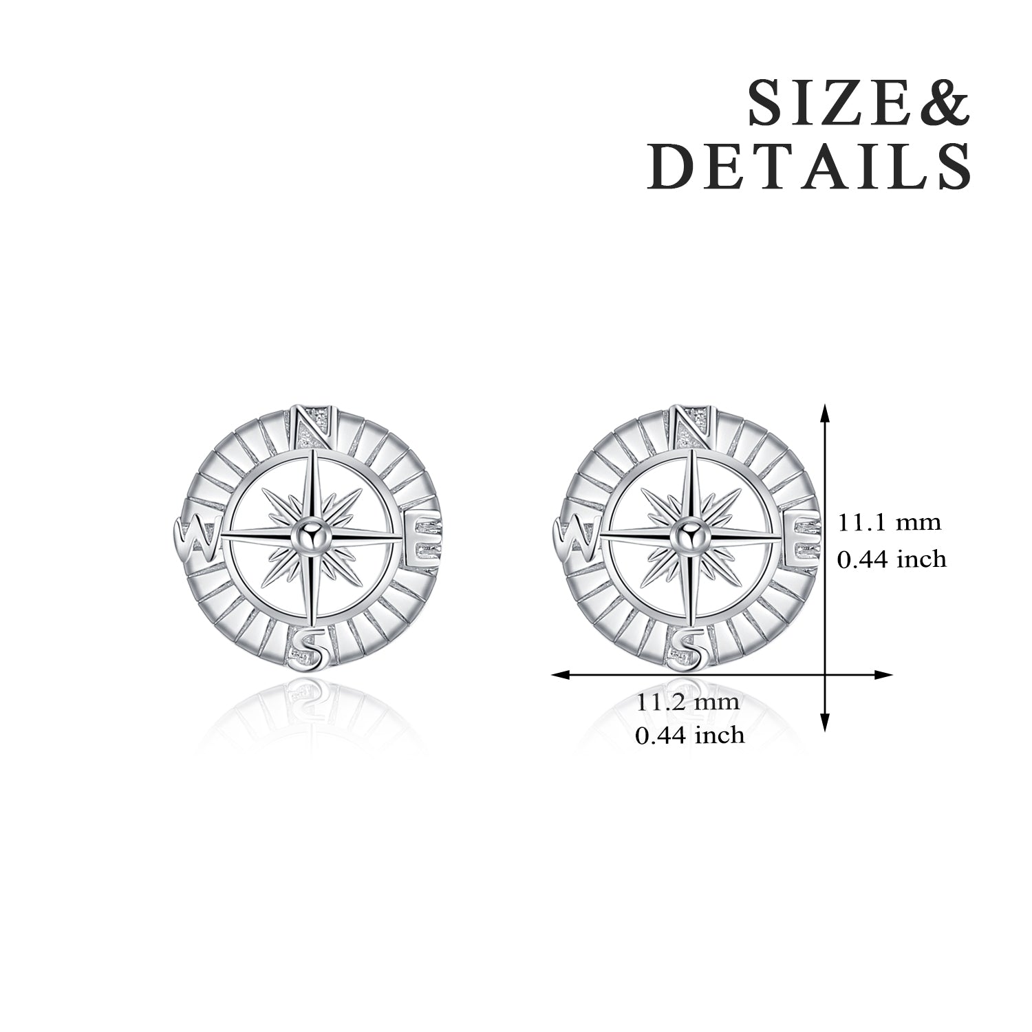 Compass Stud Earring Round Circle Geometric Design Women Men Earrings