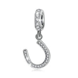Lucky Horseshoe Zircon Beads Charm Sterling Silver Beads Europe and America Bracelet Beads Accessories