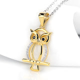 Animal Owl Yellow Gold Pendant Design 925 Sterling Silver Pendant