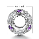Mothers Day Gifts for Mom Star Pave 925 Sterling Silver Purple AAAA Cubic Zirconia Bead Charms Fit for Bracelet and Necklace