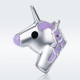 S925 sterling silver white gold plated Epoxy unicorn charms