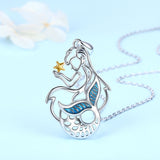 New 925 Sterling silver beautiful Mermaid pendant chain zircon star Fishtail necklace for Women Fine Jewelry gift