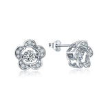 S925 Sterling Silver Korean Fashion Personality Micro-Inlaid Five-Leaf Flower Smart Earrings Jewelry Cross-Border Exclusive