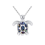 Opal Gem Abalone Turtle Necklace, Opal Turtle Necklace Pendant Abalone Sea Turtle Jewelry for Women