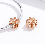 S925 Sterling Silver Rose Gold Plated Snowflake Charms