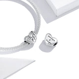 925 Sterling Silver Exquisite Heart Shape Beads Precious Jewelry For Women
