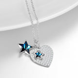 Blue Gemstone Necklace Heart And Star Sky Blue Stone Necklace