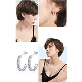 925 Sterling Silver  Half Hoop Earrings for Women White Gold Plated Earrings Cubic Zirconia Huggies Earrings