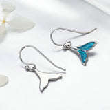 Authentic 925 Sterling Silver Ocean Sea Whale's Tail Mermai Drop Earrings for Women Sterling Silver Jewelry