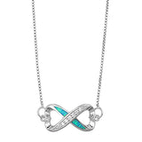 Lab Blue Opal Infinity Pendant Necklace