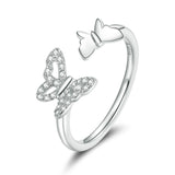925 Sterling Silver Exquisite Flying Butterflies Open Finger For Bracelet Fashion Jewelry For Gift