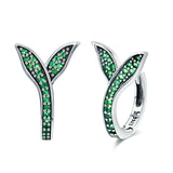  Spring Collection Flower Buds Green CZ Hoop Earrings 