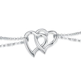 Linked Double Heart Chain Bracelet Cable Chain Jewelry Bracelet