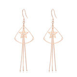 18K Gold New European And American Style Triangle Hollow Star Tassel Earrings