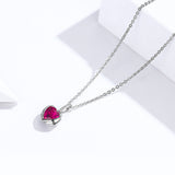 S925 Sterling Silver Guardian Heart Pendant Necklace White Gold Plated Zircon Necklace
