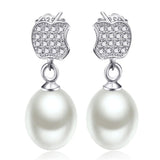 Zircon-filled apple-shaped silver earrings mounting stud earrings
