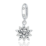 925 Sterling Silver Exquisite Snowflakes Dangles for DIY Bracelet Fashion Jewelry For Women