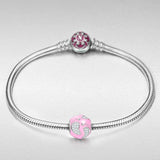 Mothers Day Gifts for Mom Baby Feets 925 Sterling Silver Pink Bead Charms Fit for Bracelet and Necklace Gifts for Girls