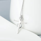Classic Religious Crossing Necklace Wholesale 925 Sterling Silver Cubic Zirconia For Woman